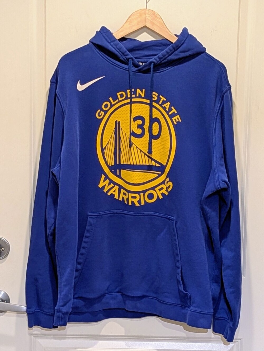 GUC Nike x NBA XXL Golden State Warriors Stephen Curry 30 Blue and Yellow Hoodie